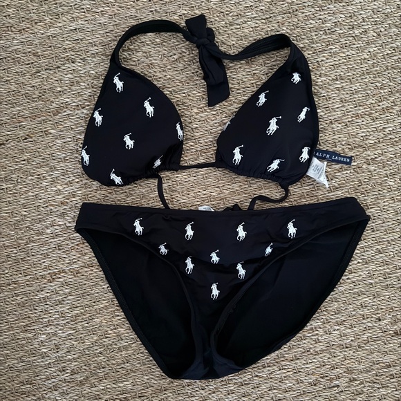 Ralph Lauren Other - Ralph Lauren Black Swimwear with White Embroidery